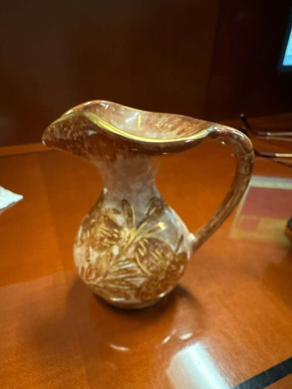 Vintage Capri Brown Hand Painted Mini Pitcher Bud Vase Holland 3/1697